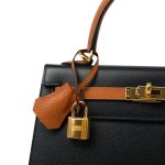 Kelly 25 Bi-Color Horseshoe (HSS) Black/Gold Epsom Gold Plated D Stamp - Image 2