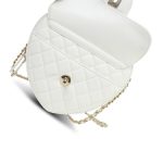 22S White Lambskin Quilted Heart Bag Large LGHW - Image 14
