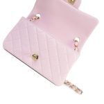 24S Lambskin Quilted Mini Rectangular Flap Light Gold Hardware - Image 14