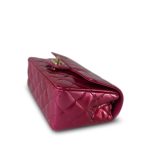 23P Pink / Dark Pink Patent Quilted Mini Rectangular Flap Light Gold Hardware - Image 8