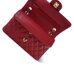 19B Red Caviar Quilted Small Classic Flap Light Gold Hardware - Image 15