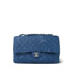 20B Blue Denim Quilted CC Single Flap Jumbo SHW