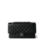 Black Caviar Quilted Medium Classic Flap Silver Hardware