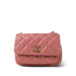 20C Pink Lambskin Quilted Top Handle Flap Aged Gold Hardware