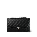 Black Jumbo Caviar Quilted Classic Flap Silver Hardware