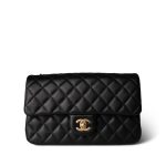 Sweet Camelia Single Flap Black Lambskin Quilted Aged GHW - Image 12