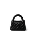 Black Shiny Aged Calfskin Quilted Nano Kelly Shopper Aged Gold Hardware - Image 5