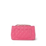 Pink Lambskin Quilted Mini Rectangular Flap Light Gold Hardware - Image 7