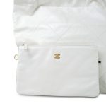White Calfskin Quilted 22 Hobo Bag Medium Black/Aged Gold Hardware - Image 7