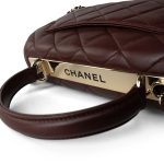21B Burgundy Lambskin Quilted Trendy CC Small Light Gold Hardware - Image 12