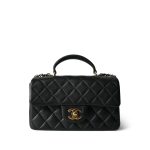 22P Black Lambskin Mini Top Handle LGHW