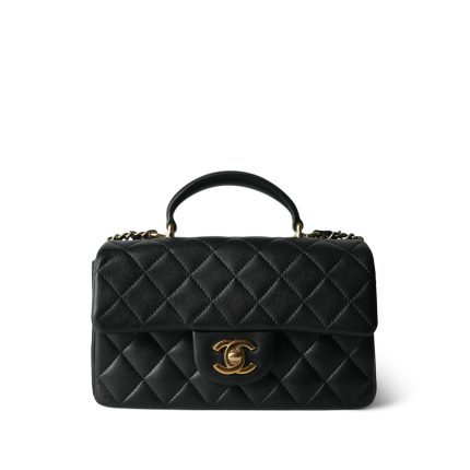 22P Black Lambskin Mini Top Handle LGHW