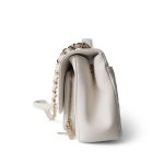 22B White Caviar Quilted Business Affinity Medium Flap Light Gold Hardware - Image 8