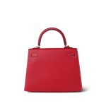 Kelly Sellier 25 Bi-Color Rouge Casaque/Bleu Thalassa Epsom White Stitching Gold Plated [P] Stamp - Image 12