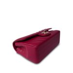 18B Raspberry Caviar Chevron Quilted Mini Rectangular Flap Light Gold Hardware - Image 12