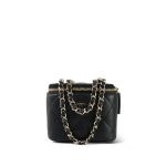 21S Black Caviar Quilted Mini Clutch With Chain Light Gold Hardware