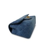 24S Blue Denim Quilted Mini Rectangular Flap Aged Gold Hardware - Image 7