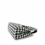 24A Black and White Houndstooth Tweed Quilted Nano Kelly Shopper Aged Gold Hardware - Image 8