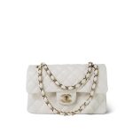 21B White Caviar Quilted Classic Flap Small Light Gold Hardware - Image 3