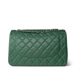 19B Dark Green Lambskin Quilted Classic Flap SHW - Image 3