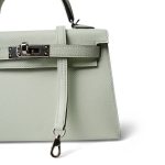 Mini Kelly Sellier Vert Fizz Epsom Palladium Plated B Stamp - Image 2
