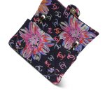 24S Black Multicolor Floral Fabric Quilted Single Flap Medium Light Gold Hardware - Image 13