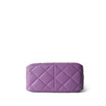 22S Purple Lambskin Quilted Pick Me Up Hobo Bag Logo Chain Aged Gold Hardware - Image 9