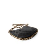 23B Black Shiny Crumpled Lambskin Quilted Large CC Hobo Bag Aged Gold Hardware - Image 3