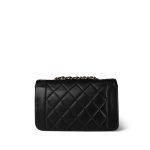 Black Lambskin Quilted Diana Flap Small Gold Hardware - Image 5