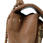 Dark Beige Caviar Quilted Business Affinity Medium Flap Light Gold Hardware - Image 12