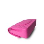 21S Neon Pink Lambskin Quilted Classic Flap Medium Silver Hardware - Image 8