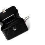 23k Black Shiny Mini Box Bag Vanity LGHW - Image 10