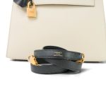 Kelly Sellier 25 Bi-Color Horseshoe (HSS) Craie/Noir Epsom Gold Plated D Stamp - Image 4