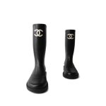 Black Caoutchouk CC High Boots - Image 2