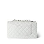 White Caviar Quilted Classic Flap Medium Silver Hardware - Image 4