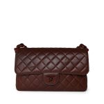 Vintage Brown Lambskin Quilted Single Flap Medium Tortoiseshell Hardware