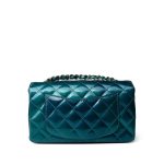 23P Multi Tone Green Patent Quilted Mini Rectangular Flap Light Gold Hardware - Image 5