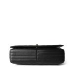 Black Calfskin Chevron Quilted Statement Flap Bag Medium LGHW - Image 8