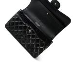 So Black Shiny Crumpled Calfskin Quilted Jumbo Classic Flap - Image 12