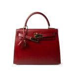 Kelly 28 Rouge Box Calfskin Gold Plated (X) Stamp - Image 14