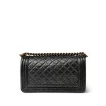 17A Black Silver Metallic Cracked Calfskin Boy Bag Old Medium Aged Bronze/Gold Hardware - Image 8