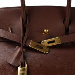 Birkin 30 Maron Fonce Epsom Gold Plated A Square Stamp - Image 5