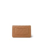 23P Dark Beige / Caramel Caviar Quilted Wallet on Chain WOC LGHW - Image 5