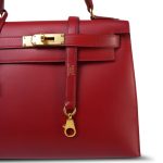 Kelly Sellier 28 Rouge Vif Box Calfskin Gold Plated C Square Stamp - Image 21
