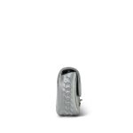 Silver Metallic Lambskin Chanel Symbol Embossed Rectangular Single Flap Ruthenium Hardware - Image 8