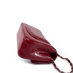 23K Red Patent Camellia Single Flap Bag Silver Hardware - Image 13