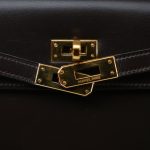 Mini Kelly 20 Dark Brown Box Calfskin Gold Plated O Circle Stamp - Image 16