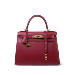 Kelly Sellier 28 Rouge Grenat Epsom Gold Plated C Stamp