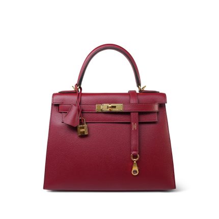 Kelly Sellier 28 Rouge Grenat Epsom Gold Plated C Stamp