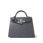 Kelly Sellier 28 Horseshoe (HSS) Gris Agate/Bleu Nuit Ostrich Palladium Plated Y Stamp - Image 18
